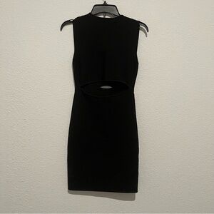 T by Alexander Wang Black Ribbed Knit Cut Out B Neck Bodycon Dress Size Small